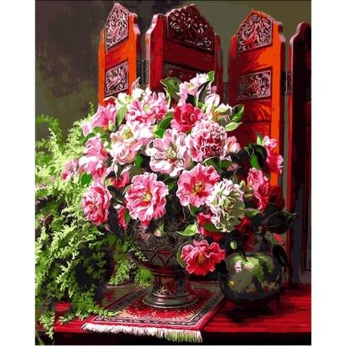 DIY Digital Painting By Numbers screen flower castle oil painting mural Kits Coloring Wall Art Picture Gift frameless