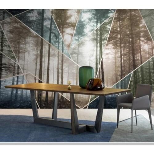 Papel de parede Hand painted nordic forest woods landscape 3D wallpaper,living room tv wall bedroom home decor bar mural