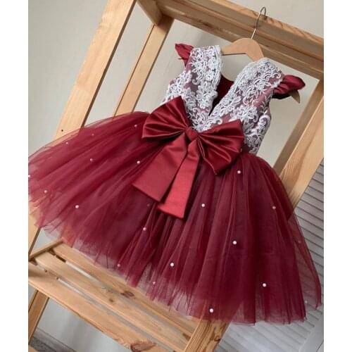 Birthday Party Girls Dress for Wedding Baby Kids Princess Dresses for Girls Children Bowknot SummerGirls Evening Prom Dress