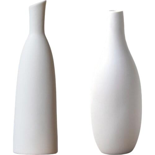 Nordic Ceramics White Flower Pot Statue Sculptures Figure Plant Dried Flowers Hydroponic Pot Crafts Living Room Decor