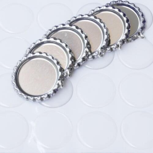 Mixed Order 2000 pcs/lot : 1000 pcs Sliver Chrome Flattened Bottle Caps & 1000 pcs Match 1 inch round clear Epoxy For Bows