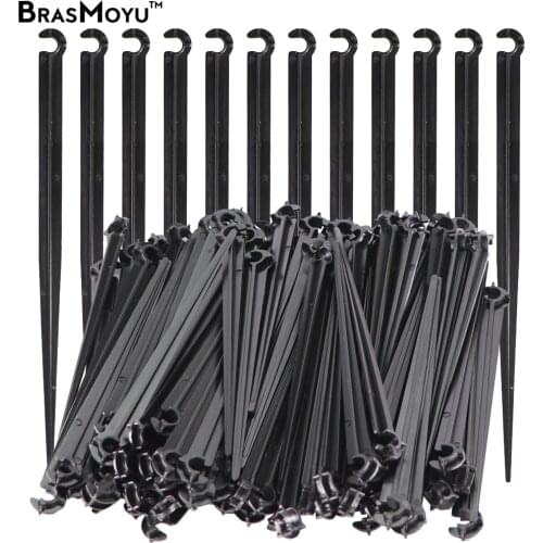 50-1000PCS 1/4'' Support Holder Stakes C-type Hook Fixed Stem for 4/7mm PVC Hose Flower Drip Irrigation Fitting Greenhouse