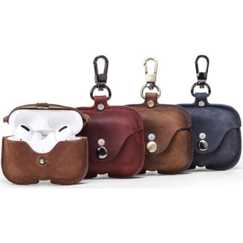 ERAL Italian top leather handmade Airpods pro3 earphone protection bag. Crazy horse skin will change color slowly, retro beauty
