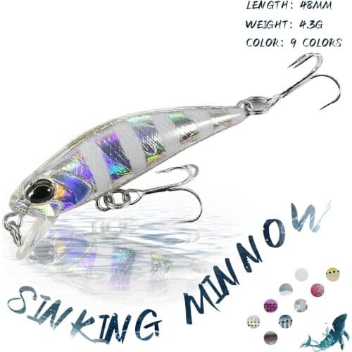 KoKossi 1PCS 48MM/4.3G Fishing Hard Lures Sinking Minnow 3D Eyes Wobblers Artificial Bait Pencil Carp Fishing Accessories Tools