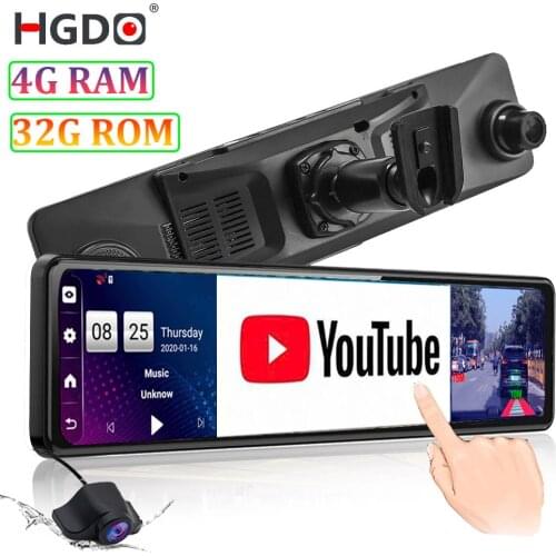 HGDO 4G Video Recorder 12” Car DVR Mount Android Rear View Mirror Camera 1080P WiFi GPS Navigation Dash Cam Registrar 4G RAM