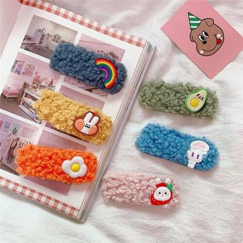 1PC Autumn Winte Plush Hairpin Hairpin Clip Ins Hair Accessories Barrettes Women Girl Side Clip Hairpin Clip Net Red Headdress