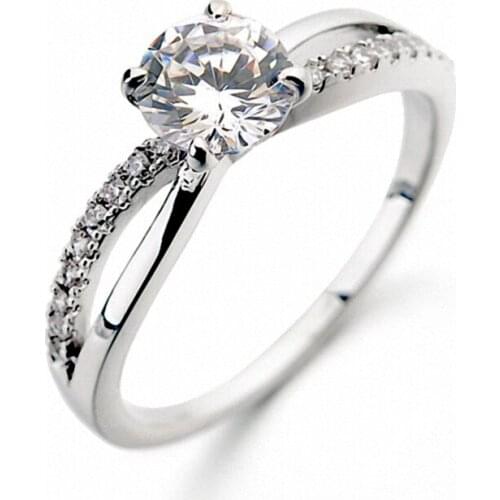 TRACYSWING Real AAA Zirconia White gold Color Fashion Cross Zirconia Rings for Women Anti Allergies 115624