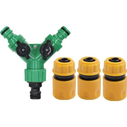 1PC 2 Way Garden Water Hose Splitter with Valve Quick Connector Adaptor to 4mm 8mm Tubing Tap Irrigation