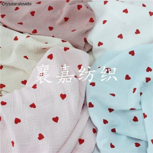 200x135cm Cotton Crepe Double Gauze Love Heart Pajamas Fabric Womens Clothing Cloth
