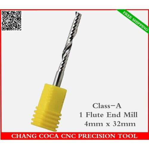 4mm*32mm,Freeshipping CNC machine solid carbide End Mill,Germany tungsten steel 1 flute spiral milling cutter,PVC,MDF router Bit