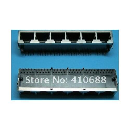 64 pcs 6 Ports 8P8C RJ45 Modular Network PCB Jack 59 8P Side entry LAN Connector Shielded