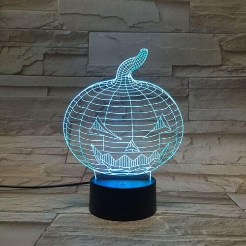 Acrylic 3D Illusion Night Light LED Plug In Lamp Desk Pumpkin Bedside Nightlight Kids Gift Atmosphere Party Decoration Halloween
