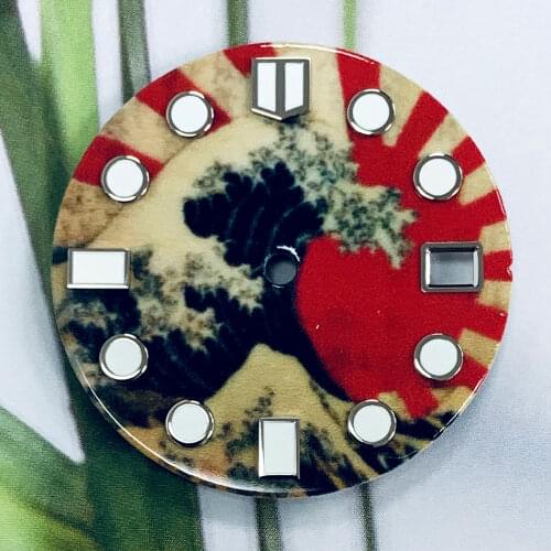 Watch dial sea wave literal accessories modified 28.5mm unique automatic movement, luminous assembly NH35/MH36