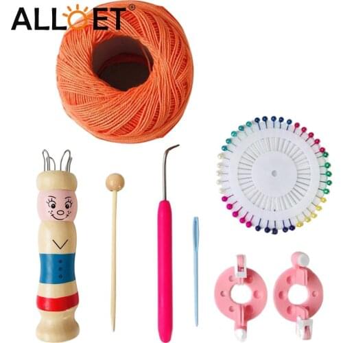 Wooden Doll Rope Knitting Needlework Childrens Handmade DIY Loom Braided Maker Yarn Wool Set Crochet Tool Knitter Accessory