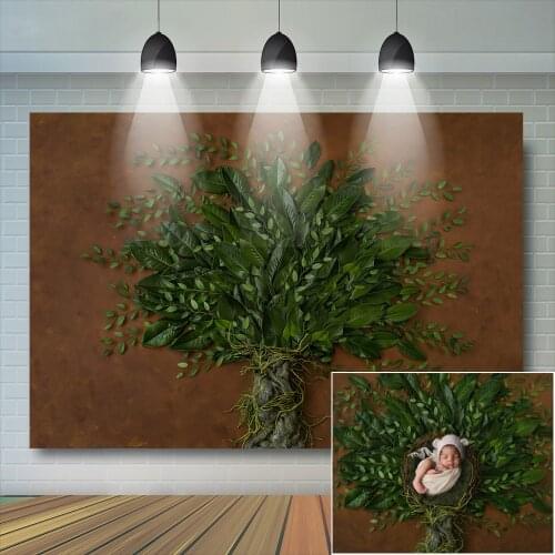 Newborn Tree Leaves Photography Backdrop Brown Floor Decoration Birthday Background Baby Sleeping Childhood Plant Kids Studio