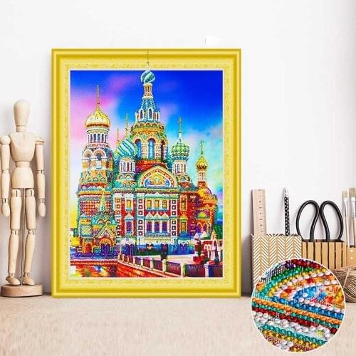 HUACAN Special Shape Diamond Painting Landscape Diamond Embroidery Sale Full Kit Picture Of Rhinestone Diy Castle 40x50cm