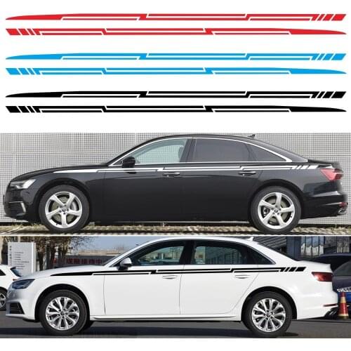 2pcs Fashion striped sports racing car side waist decoration vinyl sticker for K3 K5 RIO E39 E46 sticker car Accessories