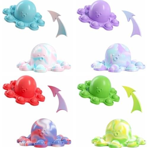 New Push Pop Bubble Flip Octopus Doll Fidget Sensory Silicone Octopus Pendant Decompression Toy Squeeze Stress Two in one Toys