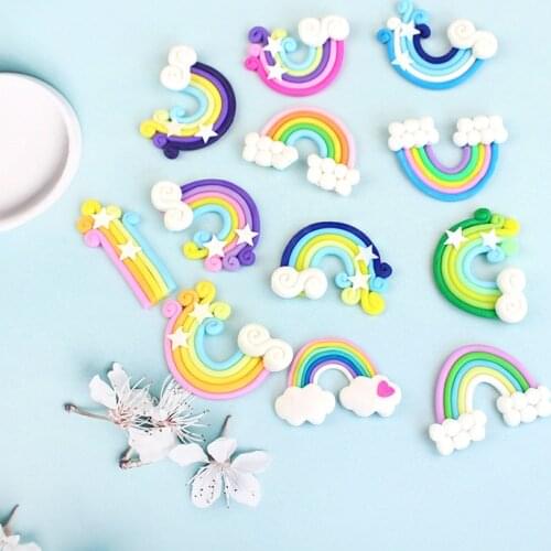 Cloud Rainbow Star Cake Topper Soft Clay Candy Color Cupcake Decor One 1st Cake Decor Happy Birthday Decor Kids Boy Girl Adult