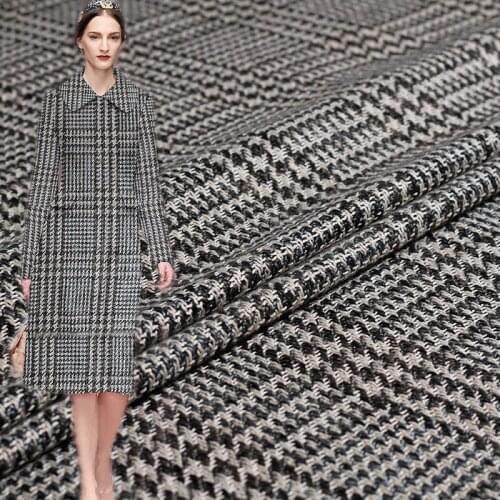 Pearlsilk 650g/m Plaid Tweed Thicken 100%Polyester Garment Materials Winter Overcoat DIY clothes fabrics