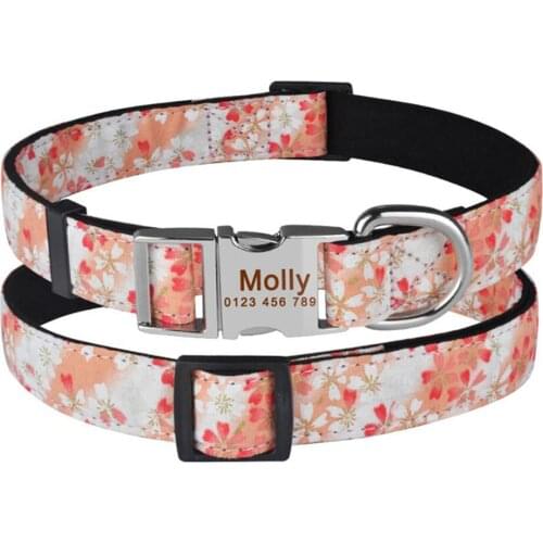 Personalized Dog Collars Customized Dog Collar with Id Tags Eco-friendly Microfiber Adjustable Size for Large and Small Dog