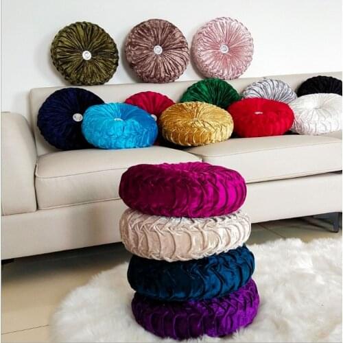 Velvet Pleated Round Pumpkin Throw Pillow for Couch Floor, Cushion Pillow Decorative for Home Sofa Chair Bed Car