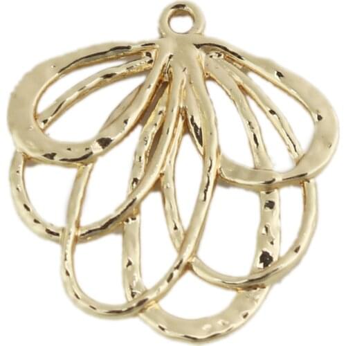 Zinc Based Alloy Charms Hollow Irregular Pendants Gold Color 28mm x 26mm For DIY Necklace Jewelry Handmade Making, 10 PCs