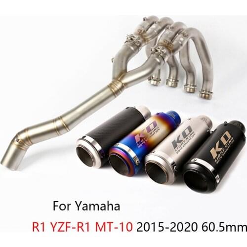Full Exhaust System for Yamaha R1 YZF-R1 MT-10 2015-2020 Motorcycle Exhaust Pipe Header Mid Link Tube Slip On 61mm Muffler Tips