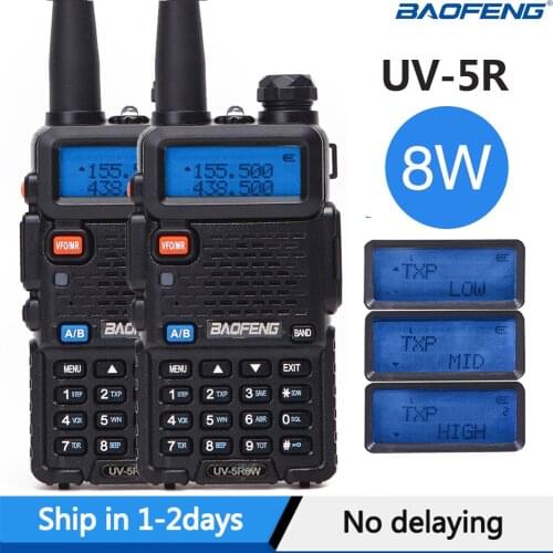 2PCS Baofeng UV-5R Walkie Talkie UV5R CB Radio Station 8W 10KM VHF UHF Dual Band UV 5R Two Way Radio for Hunting Ham Radios