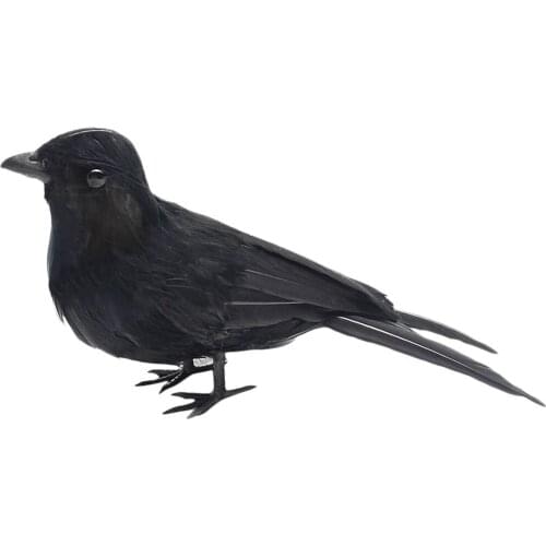 Black Crow Realistic Handmade Artificial Feathered Crow, Photo Props Birds Model Raven Decor Outdoor Indoor Decoration