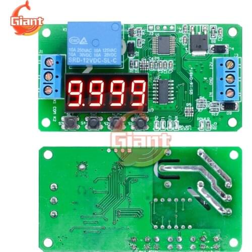 12V Time Delay Relay Multifunctional Self-Locking Relay PLC Cycle Timer Module Digital Display Delay Switch for Motors Lighting