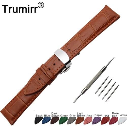 18mm Genuine Leather Watchband for Huawei Watch / Fit Honor S1 Stainless Butterfly Buckle Strap Band Wrist Belt Bracelet + Tool