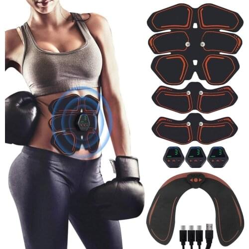 EMS Abdominal Muscle Stimulator Hip Trainer Toner USB Abs Fitness Training Gear Machine Home Gym Weight Loss Body Slimming