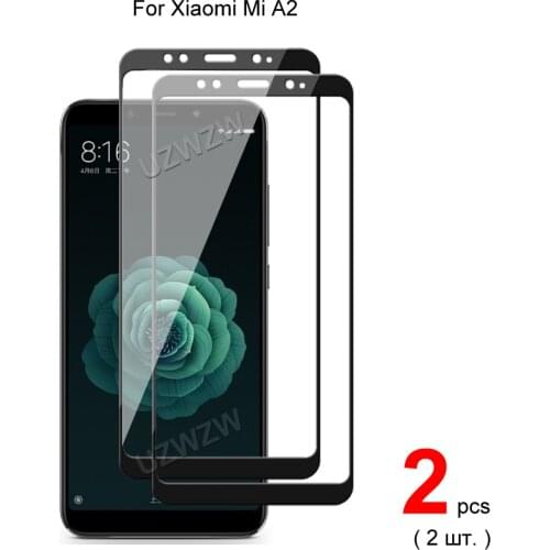 2pcs For Xiaomi Mi A2 Glass Full Cover Tempered Glass Screen Protector 9H Hardness Protective Glass For Xiaomi Mi A2 Mi 6X