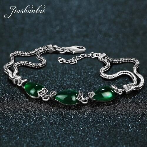 JIASHUNTAI Retro 100% 925 Sterling Silver Bracelets For Women Vintage Silver Jewelry Female