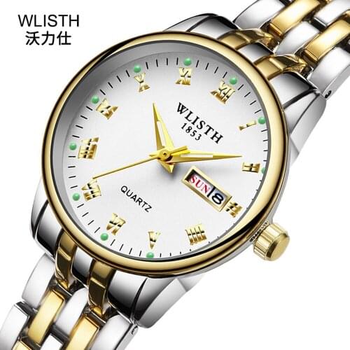 Womens Watches WLISTH Top Brand Stylish Female Watch Steel Fashion Dress Bracelet Ladies Watch Dual Calendar Womens Wristwatch