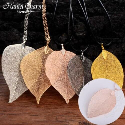 Hot Fashion Jewelry Maxi Necklace Chain Real Leaf Charm Design Pendant Necklaces & Pendants Women collier femme Gifts 2021
