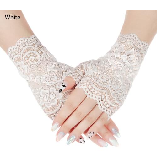 1 Pair Sunscreen Driving Gloves Fashion Half Finger Lace Gloves Dance Short Gloves Fingerless Mittens Spring Summer Accessories