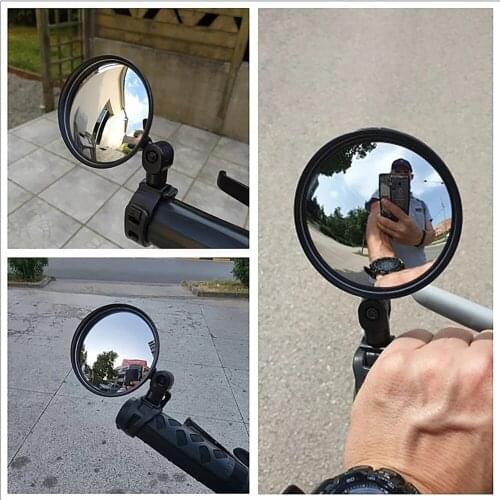 1pcs Universal Bicycle Rearview Mirror Adjustable Rotate Mountain Bike Rearview Mirror Silicone Handle Rearview Mirror
