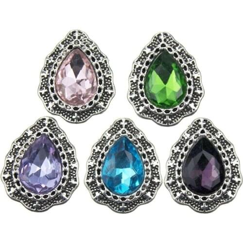 10PCS/LOT New Snap Jewelry Water Drop Vintage Metal 18mm Snap Buttons for 18MM snap Bracelet bangles