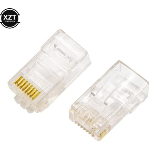 100pcs/50PCS/lot RJ45 RJ-45 Ethernet Cables Module Plug Network Connector for UTP Cat5 Cat5e Network Cable Crystal Heads 8P8C
