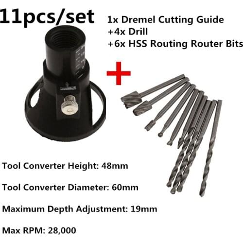 11pcs HSS Routing Router Drill Bits Set Dremel Carbide Rotary Burrs Tools Wood Stone Metal Root Carving Milling Cutter