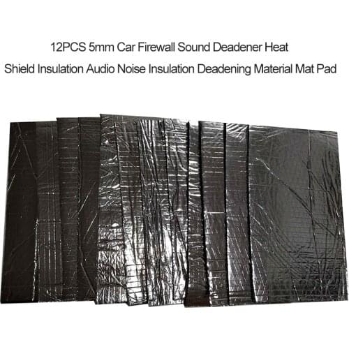 12PCS 5mm Car Firewall Sound Deadener Heat Shield Insulation Audio Noise Insulation Deadening Material Mat Pad