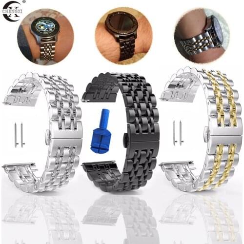 22mm 20mm Band for Samsung Galaxy Watch 3 41 45mm Gear S3 46mm 42mm Watch Stainless Steel Strap for Amazift Metal Wrist Bracelet