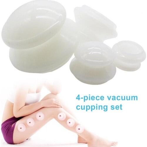 4Pcs Vacuum Cupping Cup Anti Cellulite Relieving Muscle Pain Massage Tool Body Moisture Absorber Silicone Suction Cup for Massag