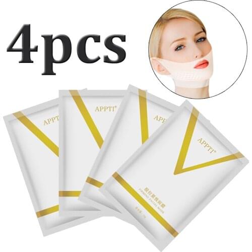 Firming Lift Face Mask Chin V Shaped Slimming Mask Chin Check Lifting Firming Anti Wrinkle Anti-Aging V-Shaped Face Masks 4pcs