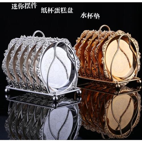 6pcs/ set Metal Afternoon tea snack rackServing cake Tray Cake Party cup cake stand Decoration Trays cup pads JBD001