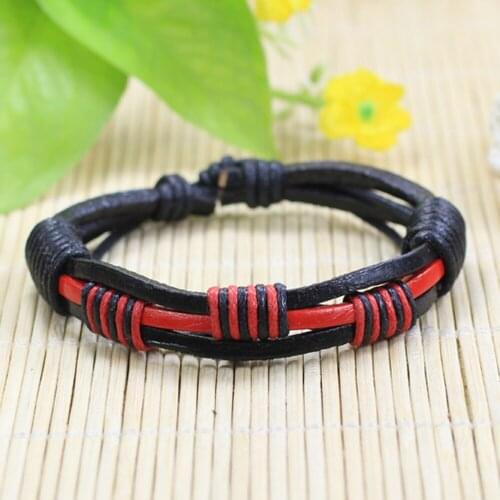 6 Pcs Weave Wrap Ethnic Tribal Leather Bracelets for Women Bangles Femme Homme Male Jewelry Pulsera Hombre Erkek Bileklik J129