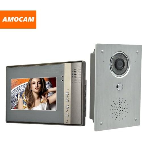 7" Monitor Video Door Phone System Video Intercom IR Night Vision alloy Door Camera wired alloy video doorbell interphone kits