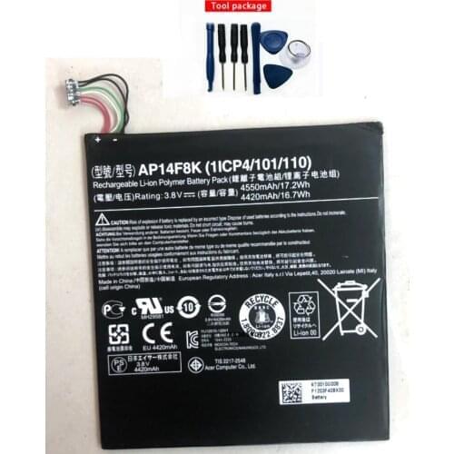 3420/4550mah Original size battery for Acer Iconia Tab A1-850 B1-810/820 w1-810/811 AP14E8K AP14F8K Tablet batteries+TOOL